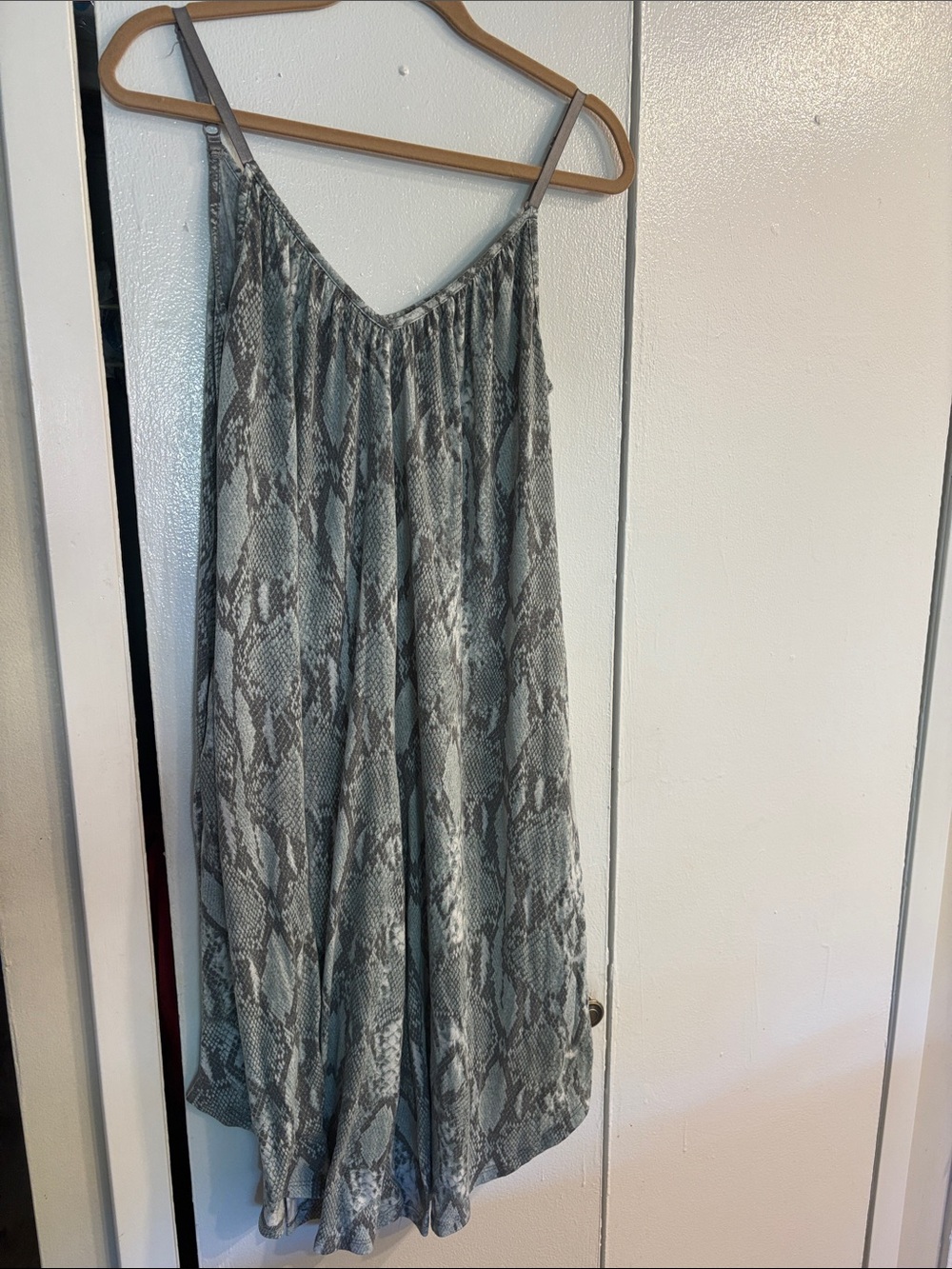 Light Gray Snake Print Slip Romper Dress